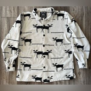 Vintage Men’s True Grit Shirt Heavy Cotton Fleece Alaska Moose Long Sleeve LARGE
